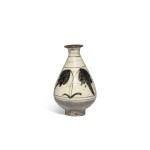 A Buncheong russet-painted 'floral' pear-shaped vase, Joseon dynasty, 15th / 16th century