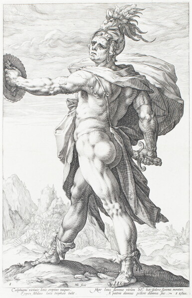 View full screen - View 1 of Lot 1370. Publius Horatius, Muscius Scaevola, Marcus Curtius, Titus Manlius and Calphurnius: Five plates from the Roman Heroes (Bartsch 96, 98, 99, 100, 103; Strauss 231, 233-235, 238; New Hollstein 164, 166-168, 171).