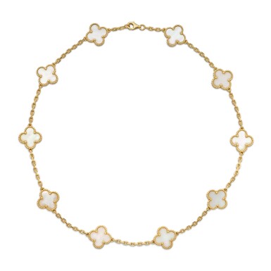 View full screen - View 1 of Lot 256. Gold and Mother-of-Pearl 'Vintage Alhambra' Necklace, France.
