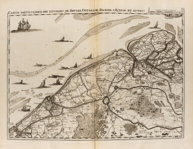 View full screen - View 1 of Lot 13. Table des cartes des Pays-Bas et des frontières de France, 1712. In-folio, maroquin rouge..
