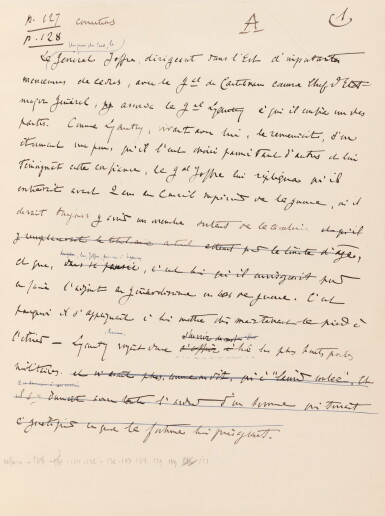 View full screen - View 1 of Lot 140. Lettres et documents, réunis par A. Maurois pour sa biographie, "Lyautey", 1904-1934 (vol. in-folio).