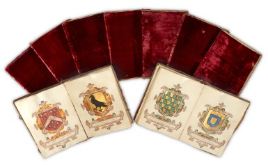 View full screen - View 1 of Lot 10. Queen Elizabeth I—Sir Gilbert Dethick | 9 illustrated heraldic manuscripts presented to the Queen, 1568-80.