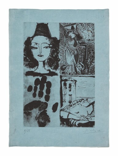 View full screen - View 1 of Lot 2. PABLO PICASSO | QUATRE SUJETS POUR LA BARRE D'APPUI (BLOCH 295A; BAER 607; SEE CRAMER BOOKS 26).