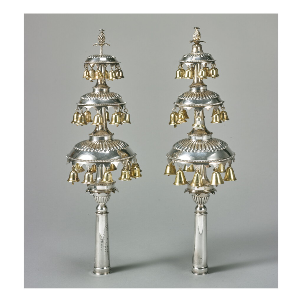 View full screen - View 1 of Lot 7. A PAIR OF ENGLISH SILVER TORAH FINIALS, 19TH CENTURY.