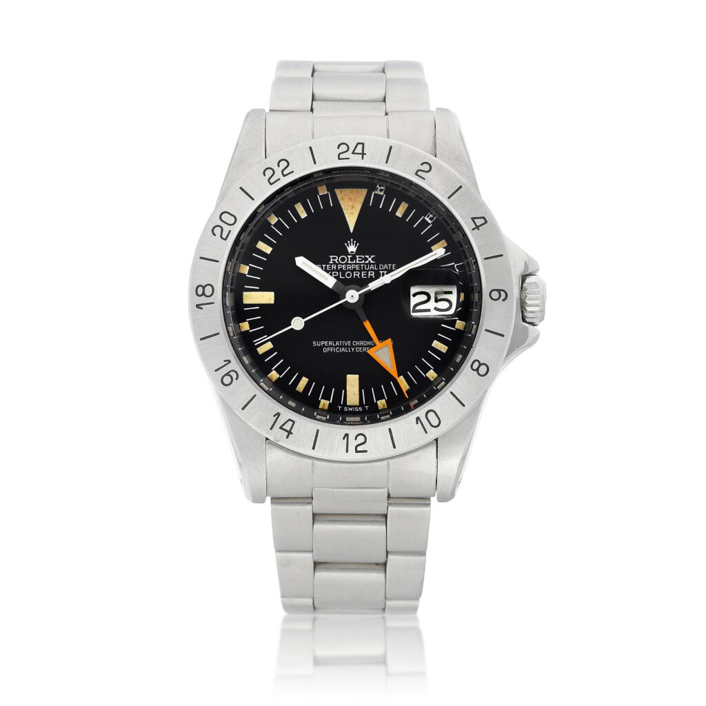 View full screen - View 1 of Lot 2192. Explorer II, Reference 1655 | A stainless steel wristwatch with date, 24 hours indication and bracelet, Circa 1976 | 勞力士 | Explorer II 型號1655 | 精鋼鏈帶腕錶,備日期及24小時顯示,約1976年製.
