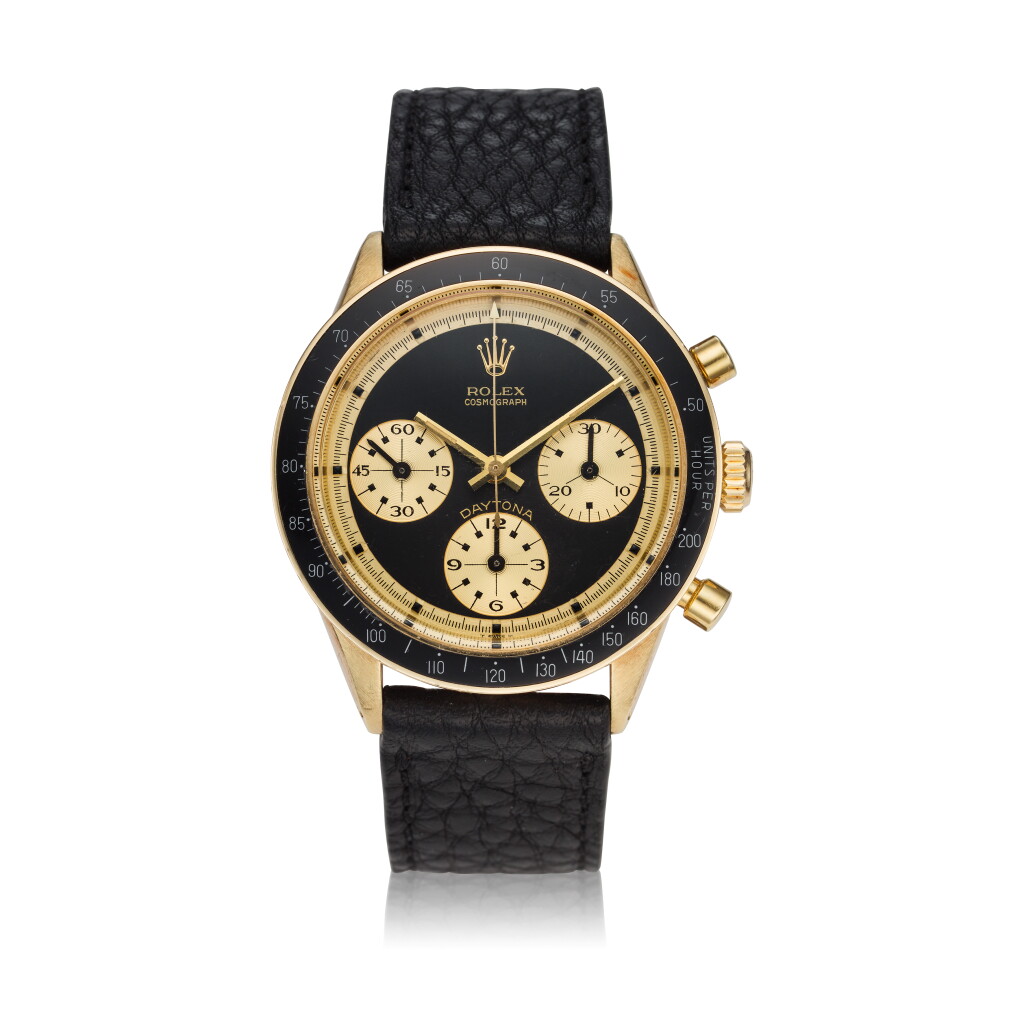 全萤幕检视 - 查看220Reference 6241 Daytona Paul Newman 'John Player Special' A yellow gold chronograph wristwatch, Circa 1969的1