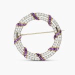 Amethyst and Diamond Wreath Brooch