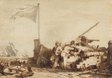 View full screen - View 1 of Lot 612. PHILIP JAMES DE LOUTHERBOURG | Coastguards at Margate.