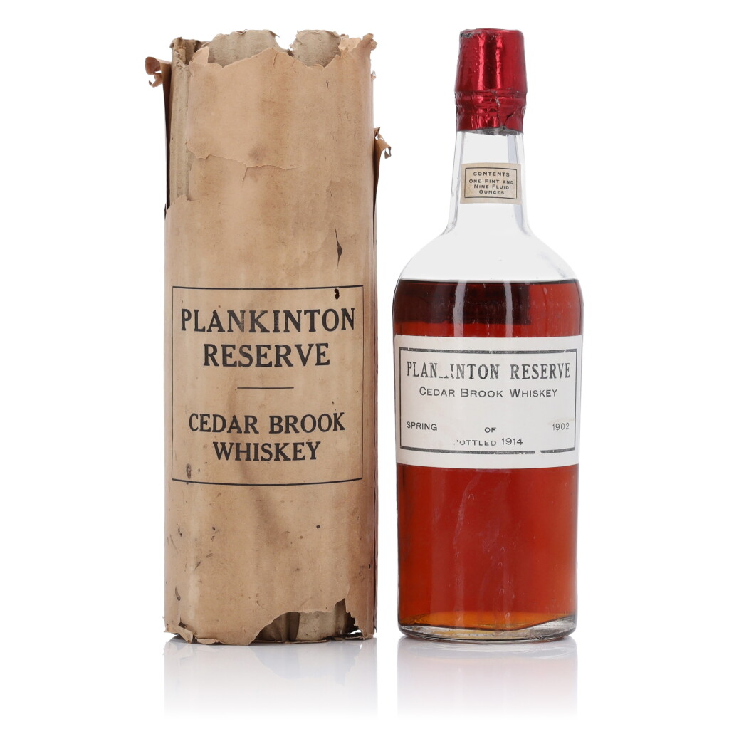 View full screen - View 1 of Lot 650. Plankinton Reserve Cedar Brook Whiskey 1902 (1 Bottle 1 Pint 9 Fl.Oz.).