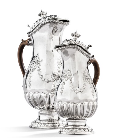 View full screen - View 1 of Lot 531. Two German silver chocolate pot ad coffee pot by Jacob Wilhelm Kolb, Augsburg, 1779-1781.