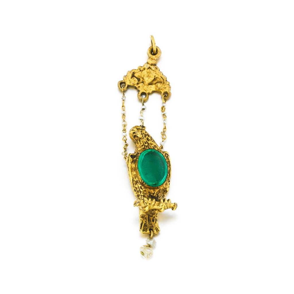 View full screen - View 1 of Lot 1031. A metal-gilt and colored paste Eagle pendant, 19th century or later.
