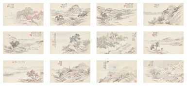 View full screen - View 1 of Lot 619. Dai Zhaochung Landscape | 戴兆春 四時佳景冊 設色紙本 十二開冊.