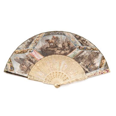 View full screen - View 1 of Lot 1103. An ivory and painted vellum fan, 1760-1770.