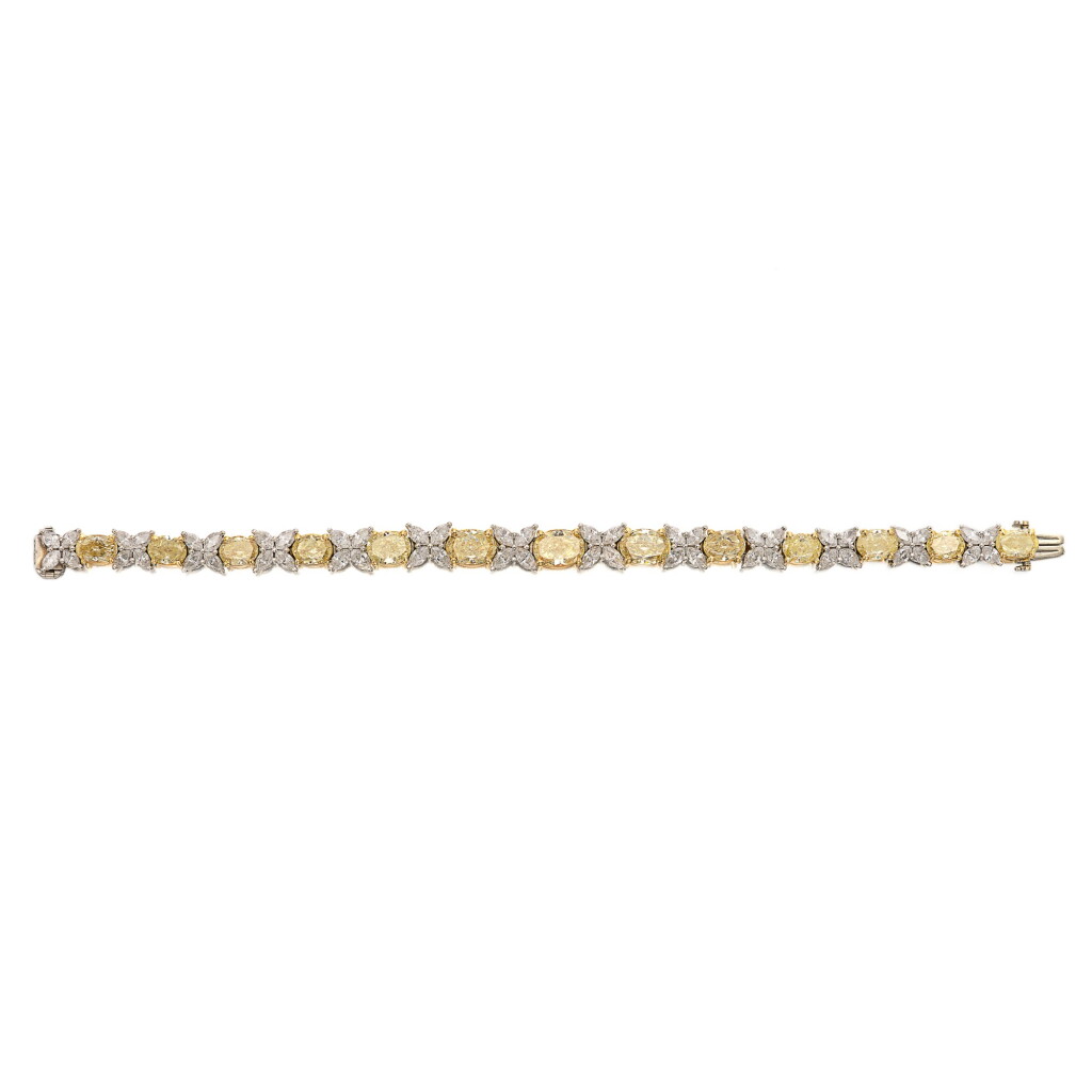 View full screen - View 1 of Lot 325. Fancy Yellow Diamond and Diamond Bracelet.