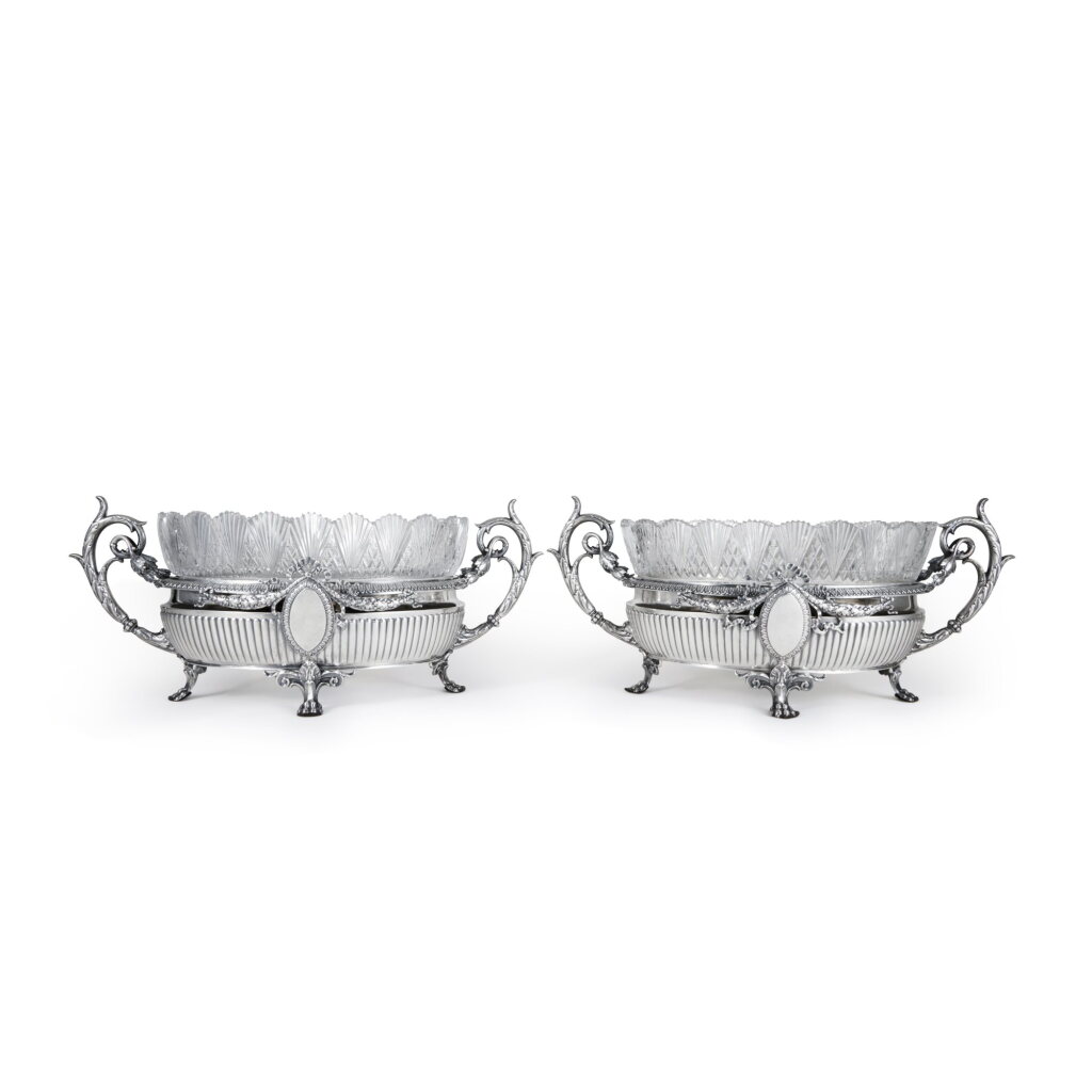 View full screen - View 1 of Lot 307. A Pair of Continental Silver and Cut-Glass Centerpieces, Probably German, Circa 1900.