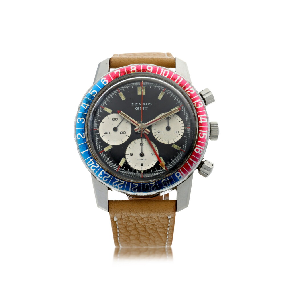 View full screen - View 1 of Lot 63. REFERENCE 2446C A STAINLESS STEEL DUAL TIME CHRONOGRAPH WRISTWATCH WITH REGISTERS, CIRCA 1970.