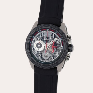 View full screen - View 1 of Lot 2. Master Compressor Extreme Lab 2, Reference 196.T.53.S | A limited edition titanium and ceramic semi-skeletonized dual time zone chronograph wristwatch with date, function selector, 24-hour and power reserve indication | Circa 2015.