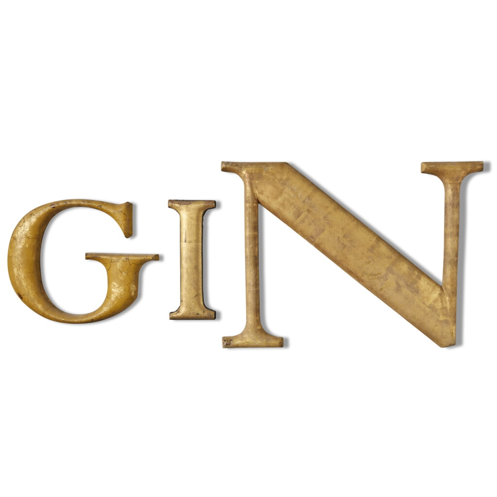 View full screen - View 1 of Lot 173. Group of Three American Giltwood and Cast-Iron Trade Sign Letters, Circa 1900.
