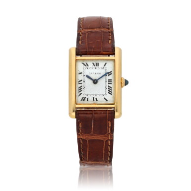 View full screen - View 1 of Lot 44. Tank Yellow gold wristwatch Circa 1985.