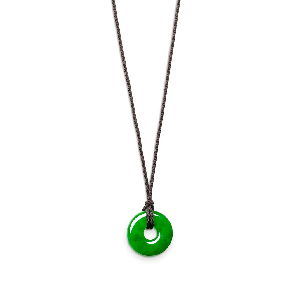 View full screen - View 1 of Lot 1673. Jadeite ‘Huaigu’ Pendent Necklace | 天然翡翠雕「懷古」吊墜項鍊.