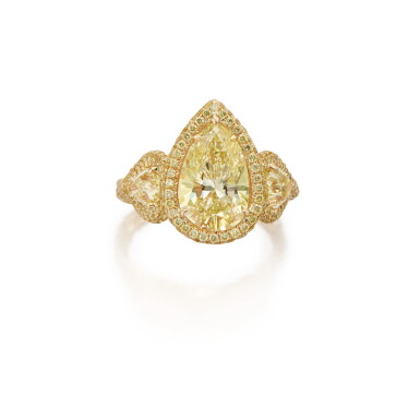 View full screen - View 1 of Lot 189. Fancy Yellow Diamond Ring.