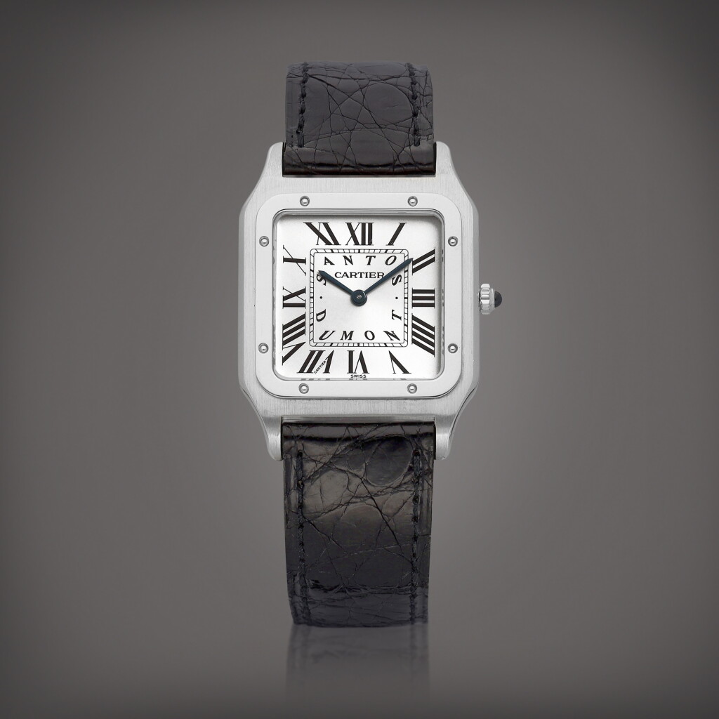View full screen - View 1 of Lot 2133. Santos Dumont, Reference 1575 A limited edition ultra slim platinum wristwatch, Made to Commemorate Santos Dumont, Circa 1997 | 卡地亞 | Santos Dumont 型號 1575 限量版鉑金腕錶,為紀念 Santos Dumont 而製,約1997年製.