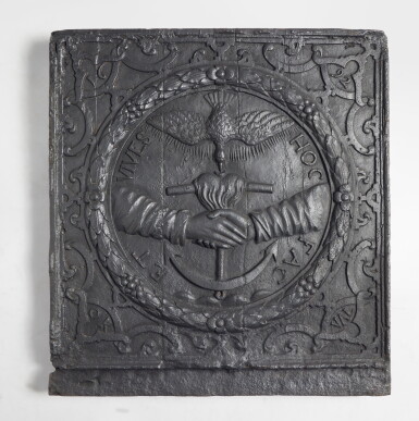 View full screen - View 1 of Lot 340. Four French Cast Iron Firebacks, Three 17th/18th Century and one Modern.