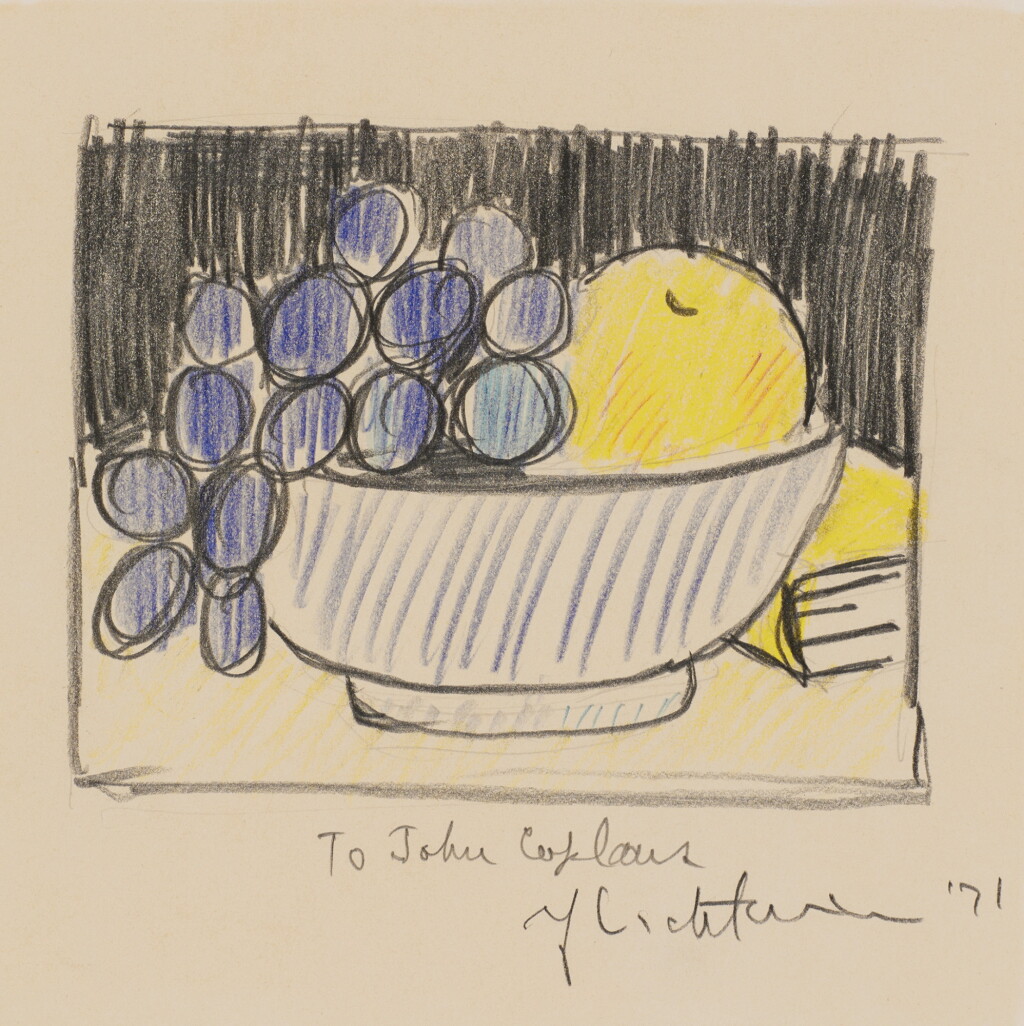 View full screen - View 1 of Lot 370. Still Life with Book, Grapes and Apple.