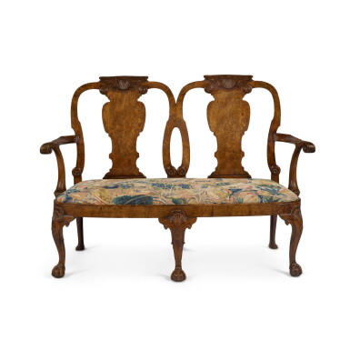 View full screen - View 1 of Lot 1026. A George I Burr Walnut Settee Attributed to Giles Grendey, Circa 1720.