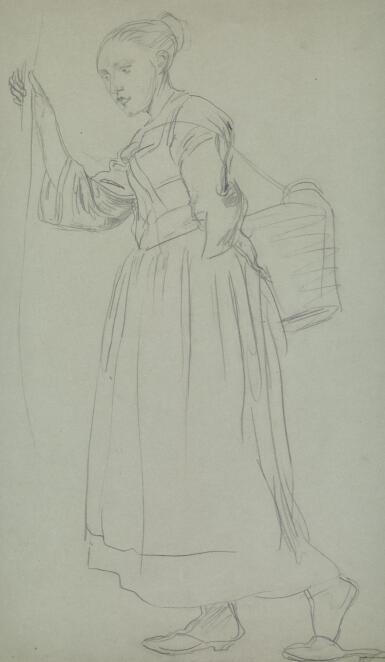 View full screen - View 1 of Lot 166. AUGUSTUS JOHN, R.A. | DORELIA STANDING; EQUIHEN FISHERGIRL.