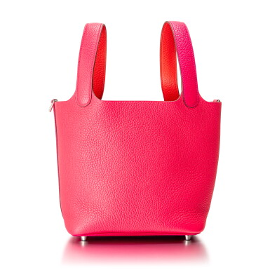 View full screen - View 1 of Lot 8526. Rose Extreme, Mexico and Rouge De Coeur Picotin 18cm in Taurillion Clemence Leather with Palladium Hardware, 2020.