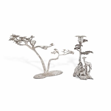 View full screen - View 1 of Lot 455. Two Zimbabwean Silver Tree-Form Candlesticks, Patrick Mavros, Harare, 2000 and 2005.