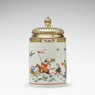 View full screen - View 1 of Lot 36. A Meissen documentary tankard, with silver-gilt mounts, Circa 1730-35, the mounts, Koch & Bergfeld, Circa 1900.