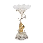 A parcel gilt electroplate centerpiece, unmarked, circa 1860