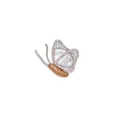 View full screen - View 1 of Lot 89. Diamond and Colored Diamond Clip-Brooch.