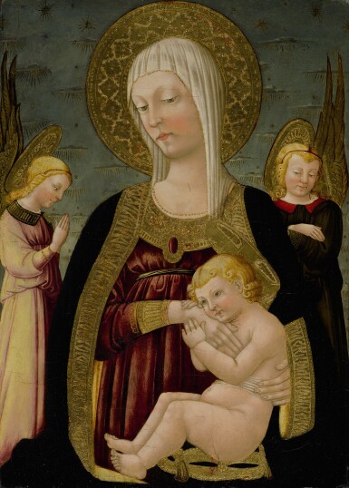 View full screen - View 1 of Lot 104. NERI DI BICCI | MADONNA AND CHILD SURROUNDED BY ANGELS.