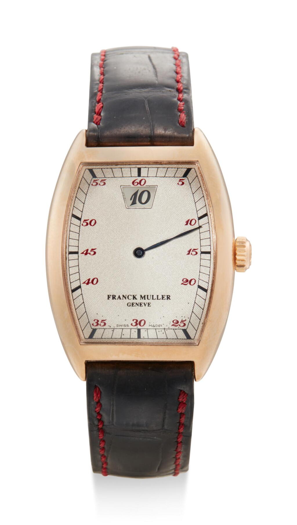 View full screen - View 1 of Lot 8029. FRANCK MULLER | CINTRÉE CURVEX, REFERENCE 7500 SC, A PINK GOLD JUMPING HOUR WRISTWATCH, CIRCA 2000.