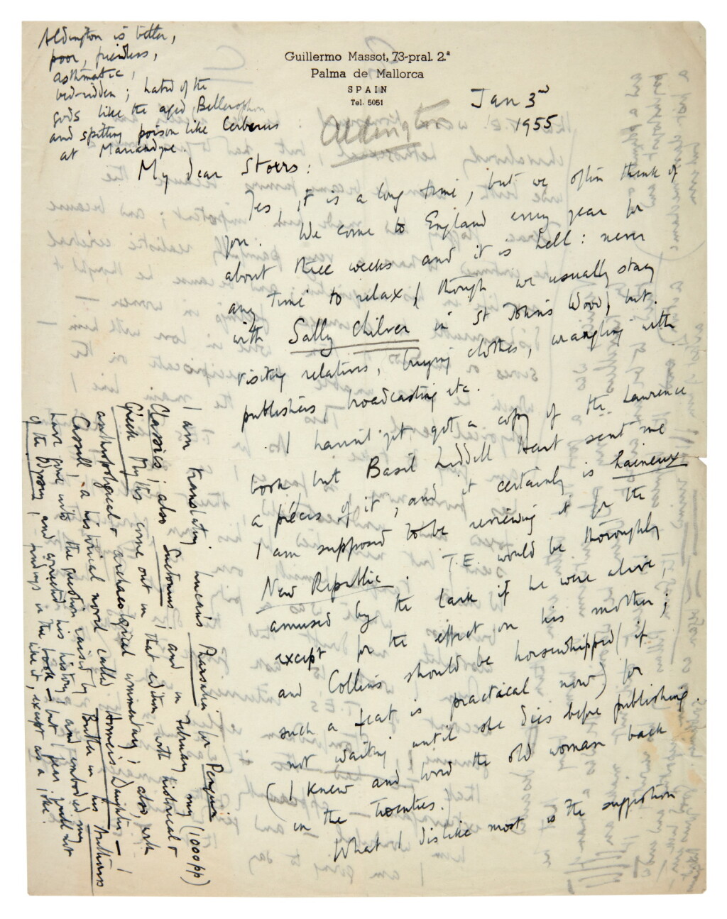 View full screen - View 1 of Lot 244. Sir Ronald Storrs | Correspondence and papers relating to the Middle East, Cyprus, and T.E. Lawrence, 1900s-1950s.