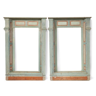 View full screen - View 1 of Lot 1714. Pair of Polychrome Paint-Decorated Pine Architectural Window Surrounds, Chestertown, Maryland, Circa 1762.