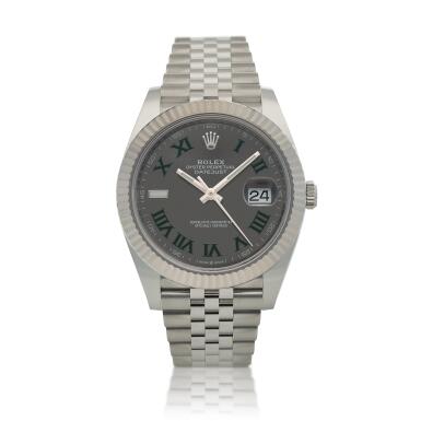 View full screen - View 1 of Lot 9. 'Wimbledon Dial' Datejust 41, Ref. 126334 Stainless steel and white gold wristwatch with date and bracelet Circa 2019.