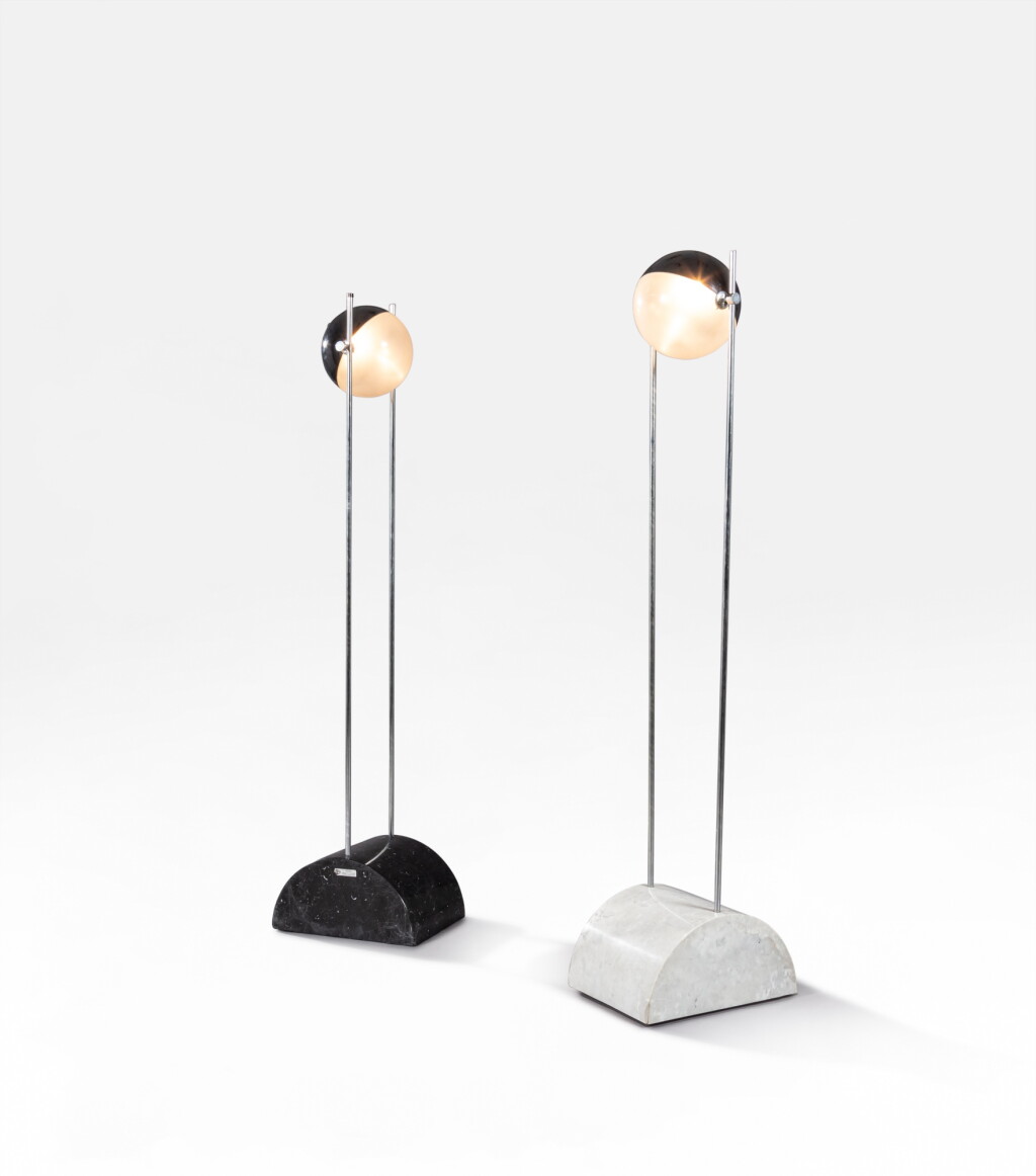 View full screen - View 1 of Lot 95. Pair of Ponte floorlamps | Paire de lampadaires Ponte.