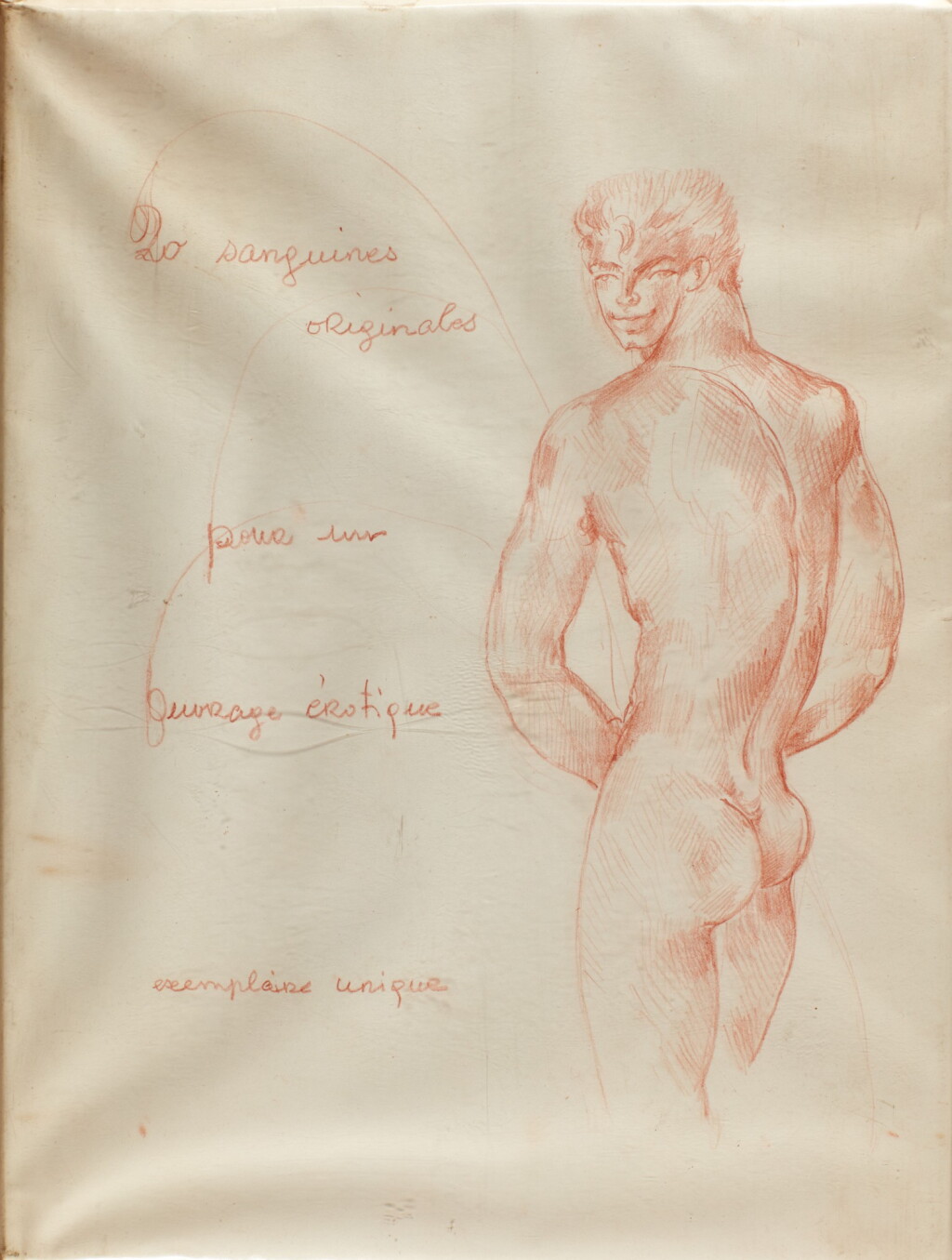 View full screen - View 1 of Lot 71. RENÉ BOLLINGER | A UNIQUE EDITION OF TWENTY HOMOEROTIQUE SANGUINE DRAWINGS.