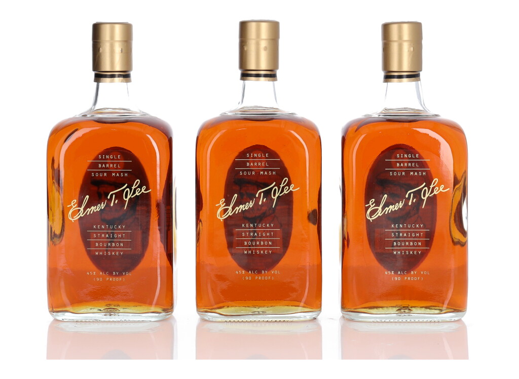 View full screen - View 1 of Lot 100. Elmer T. Lee Single Barrel 90 Proof NV (3 Bottles 75cl).