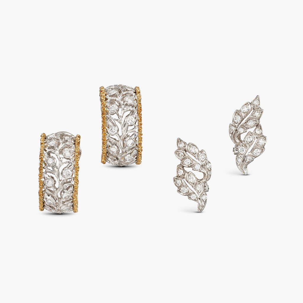 View full screen - View 1 of Lot 1217. Two Pairs of Diamond Earclips | 布契拉提 | 鑽石 耳夾兩對.