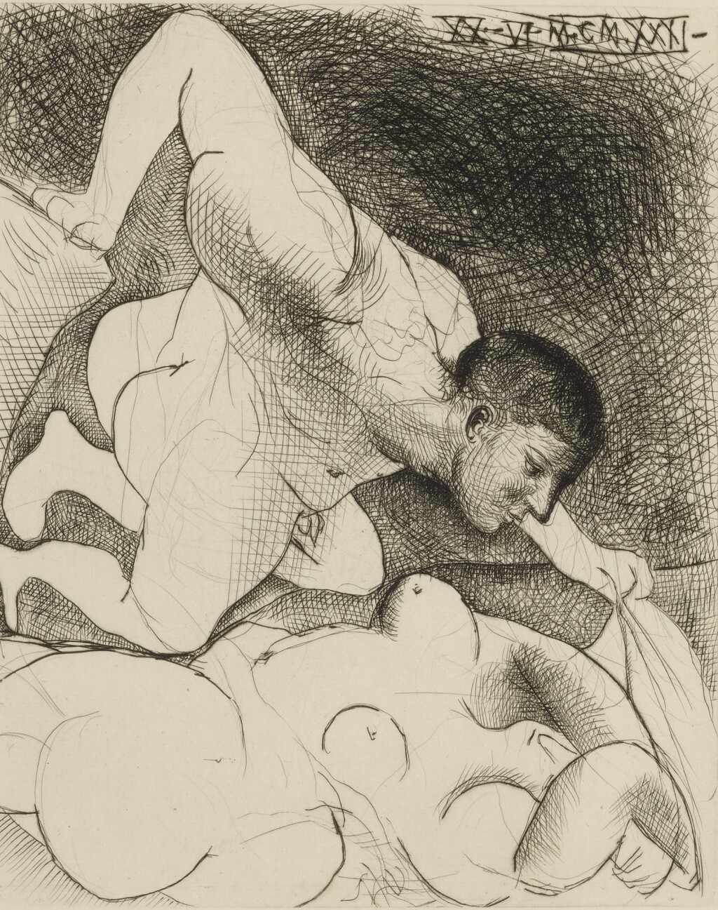 View full screen - View 1 of Lot 66. PABLO PICASSO | HOMME DÉVOILANT UNE FEMME (B. 138; BA. 203).