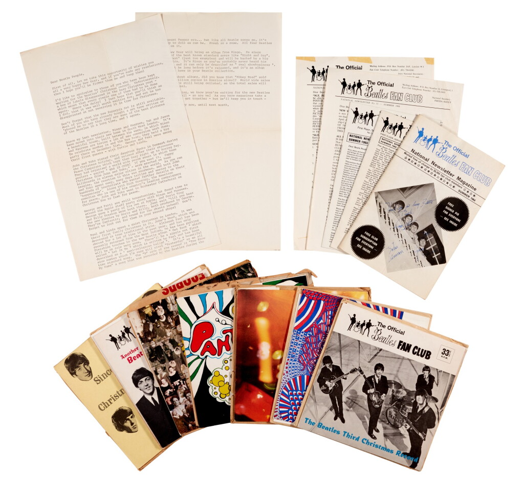View full screen - View 1 of Lot 25. THE BEATLES | Fan Club Christmas flexidiscs and newsletters, 1963-69.