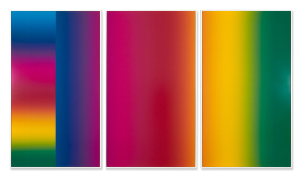 View full screen - View 1 of Lot 908. Photoshop CS: 84 by 144 inches, 300 DPI, RGB, square pixels, default gradient ''Spectrum'', mousedown y=10000 x=960, mouseup y=10000 x=40700; tool ''Wand'', select y=7600, x=4160, tolerance=64, contiguous=off; default gradient ''Spectrum'', mousedown y=10, 2015 Impression à développement chromogène.