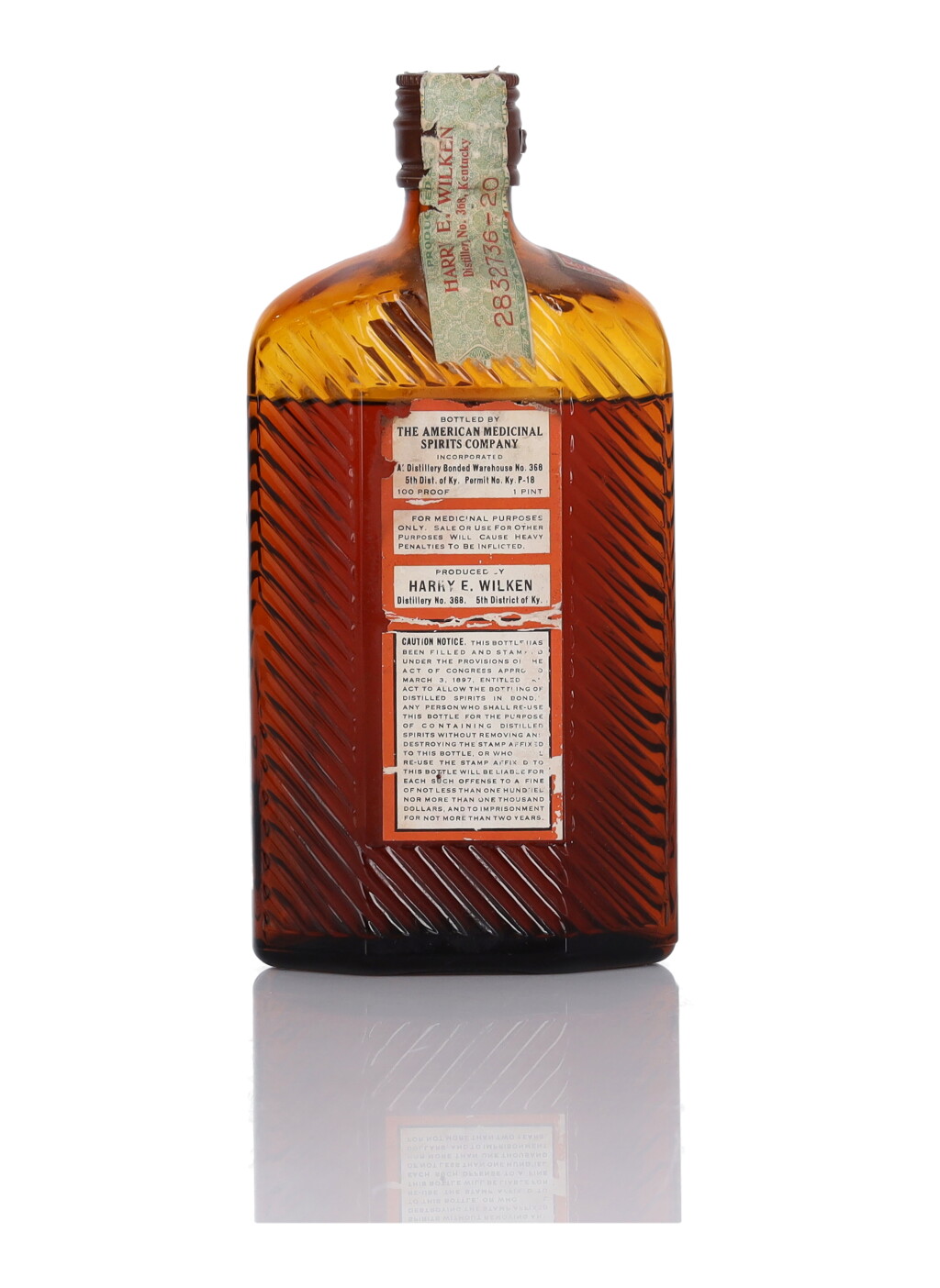 View full screen - View 1 of Lot 216. AMS Co Special Old Reserve 100 Proof 1917 (1 Bottle Pint).