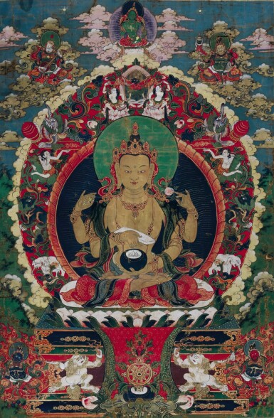 View full screen - View 1 of Lot 191. A THANGKA DEPICTING PRAJNAPARAMITA TIBET, 19TH CENTURY | 十九世紀 藏傳般若佛母唐卡 設色布本.