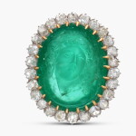 Emerald Cameo and Diamond Brooch